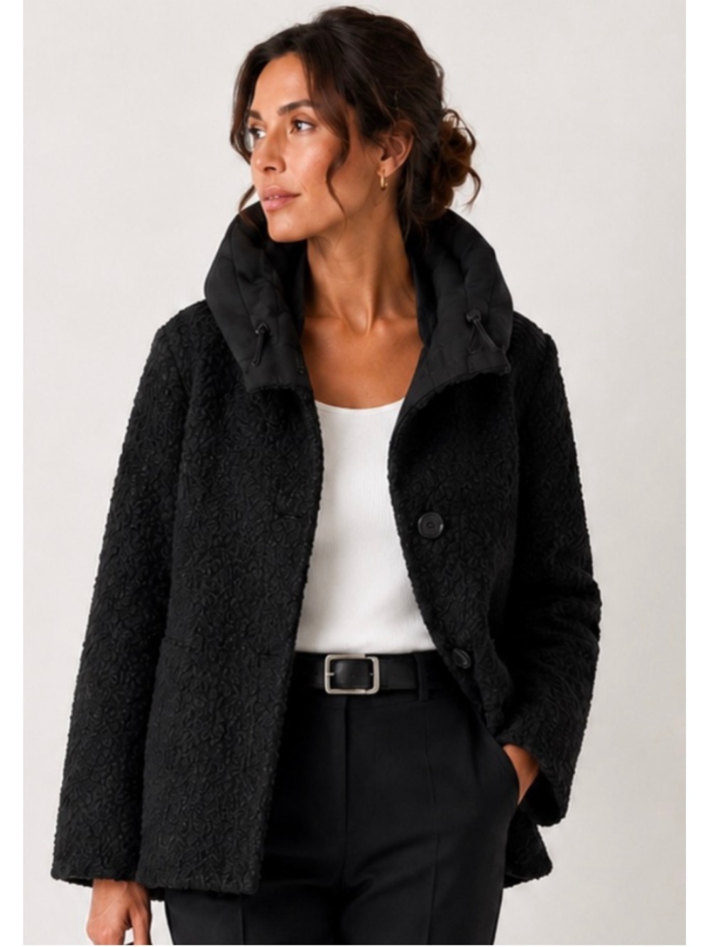 Women's Akris Punto Black Textured Jacket L